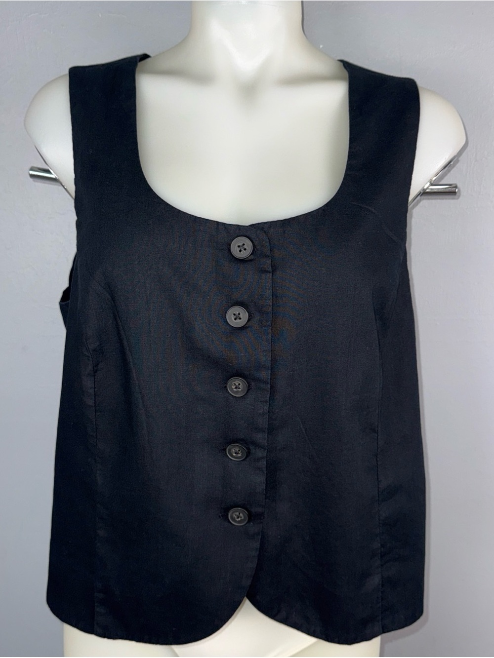 Gap Sleeveless Button-Down Top Vest Women’s L Black 90’s Y2K Dark Academia
